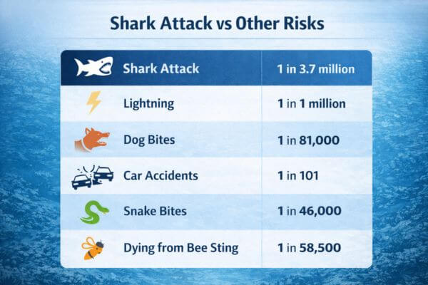 Infographic comparing shark attack risk